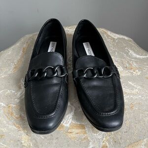 Steve Madden 8.5 Women Leather Black Loafers Chain Y2K Gothic Academia Classic